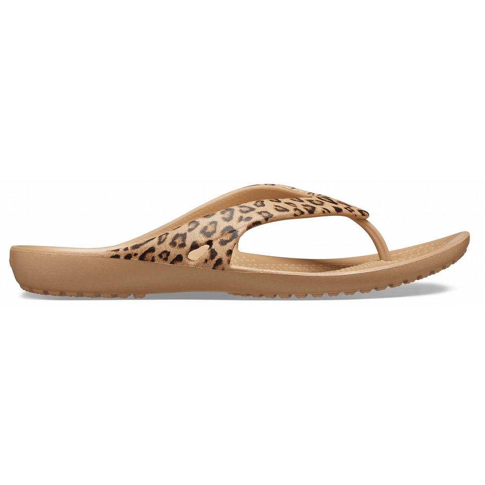 Coffee Women's Crocs Kadee II Leopard Flip Sandals | NZ 0558SGLO